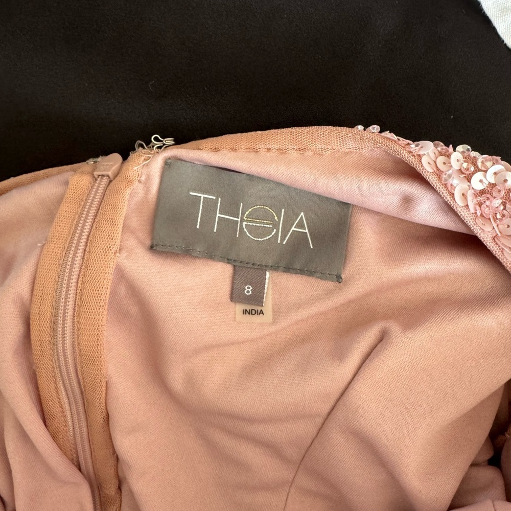 Theia Rose Pink Sequin Long-Sleeve Maxi Dress - Picture 3 of 3